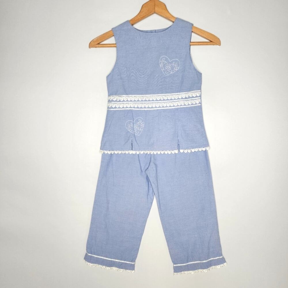 Lydia Jane Blue 2 Pc Summer Pants Top Set Girl's Size 8